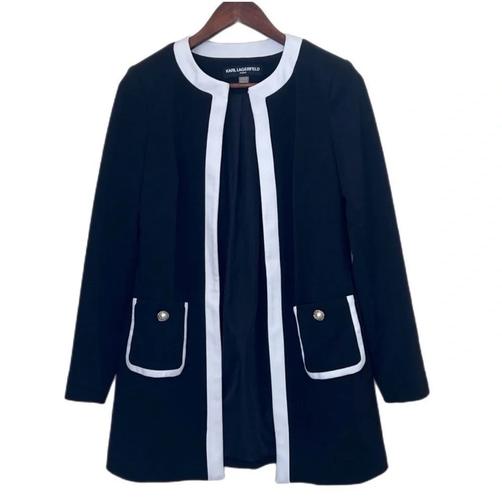 Karl Lagerfeld Contrast Trim Jacket - Picture 5 of 9